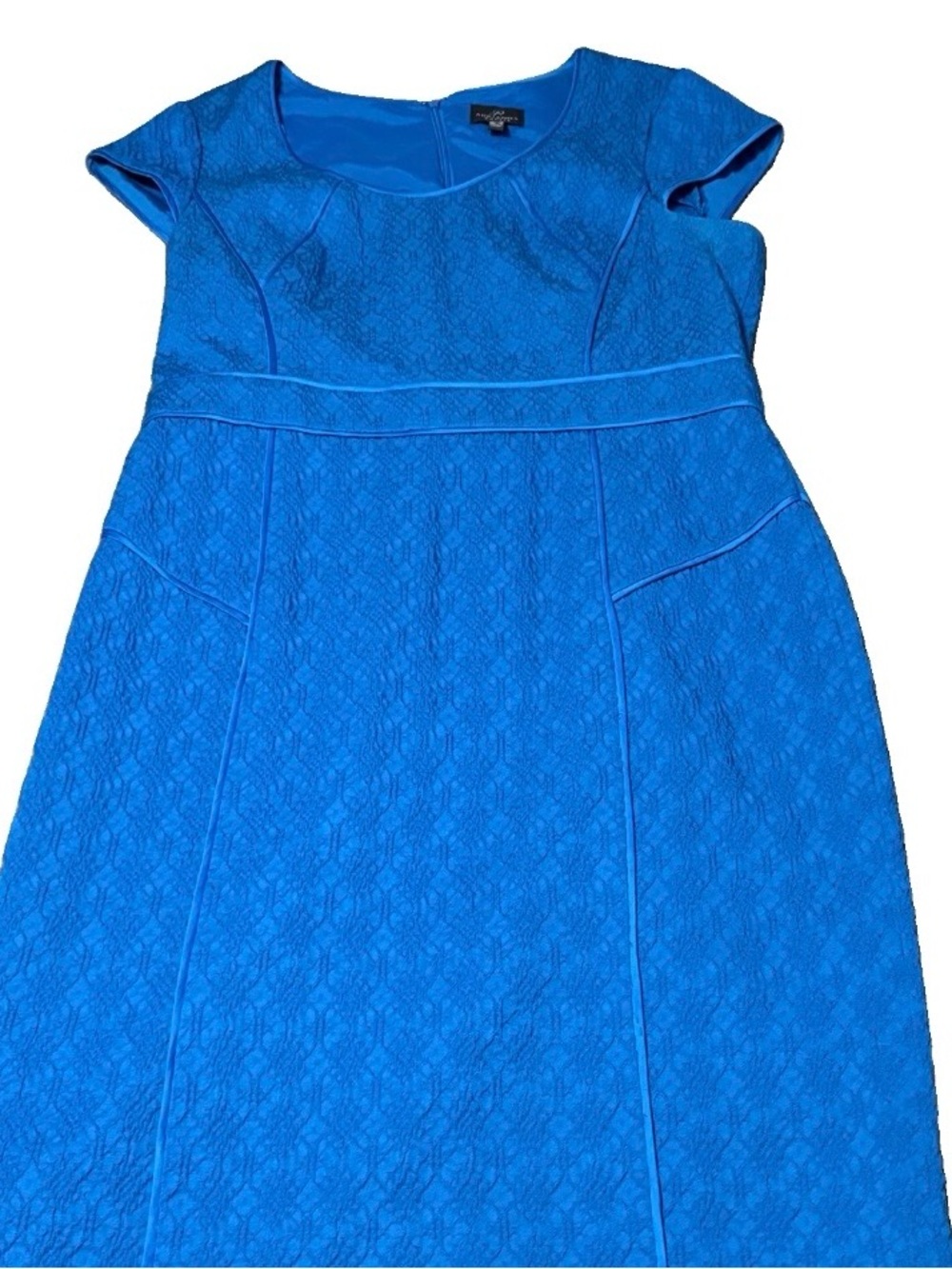Adrianna Papell Royal Blue Textured Cap Sleeve Sheath Dress 14